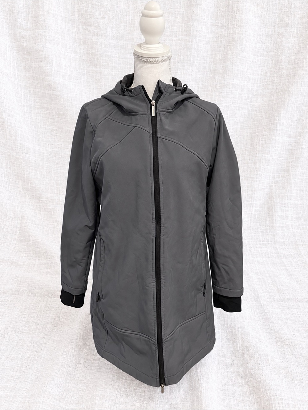 Freedom Trail Women's Grey Fleece-Lined Hooded Softshell Coat M